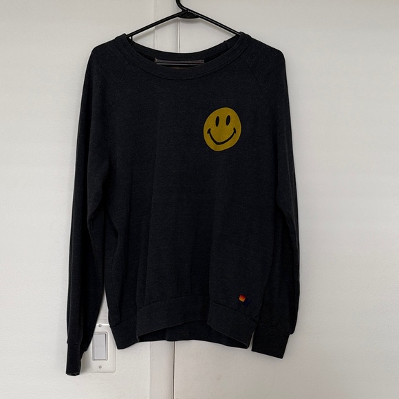 Aviator Nation Tops - Aviator Nation Black Crewneck with Smiley Face